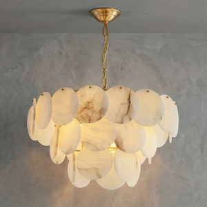 Alabaster Tiered Round Chandelier - Gray Wall Studio 3 Tier Soft Illumination | HoaiLamp