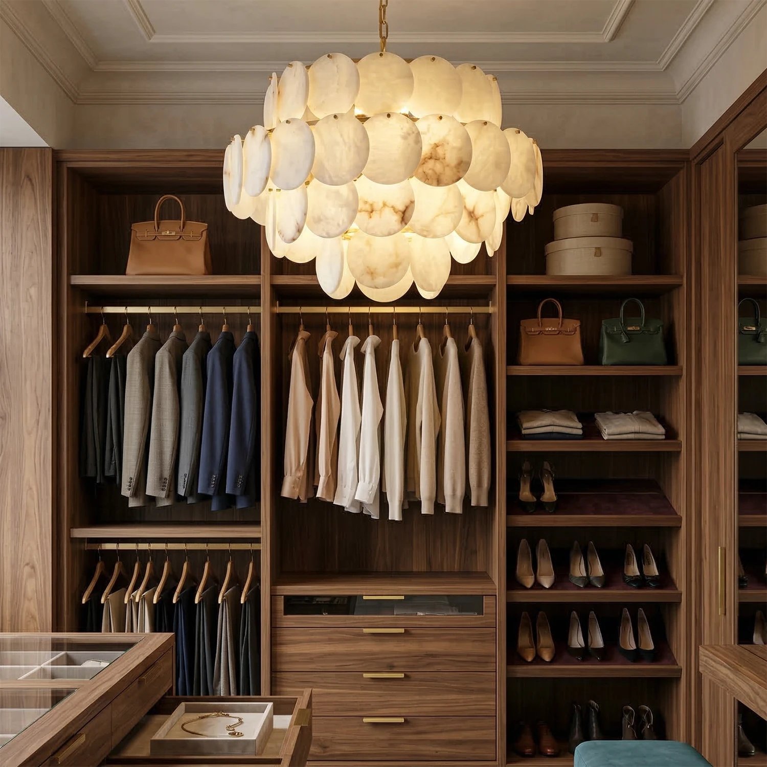 Alabaster Tiered Round Chandelier