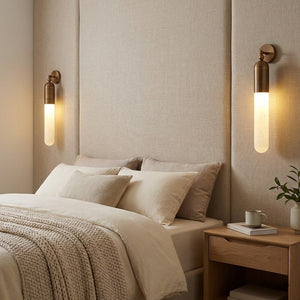 Alabaster Tube Wall Sconce - Cozy Bedroom Bedside Nightstand Warm Lighting | HoaiLamp