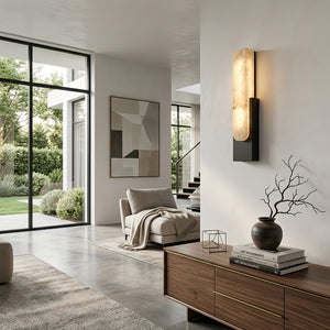 Alberta Brass Marble Wall Light - Open Concept Studio Lounge Minimalist Architectural Wall | HoaiLamp