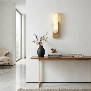 Alberta Brass Marble Wall Light - Minimalist Hallway Styling | HoaiLamp