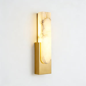 Alberta Brass Marble Wall Light - Full Brushed Brass Profile | HoaiLamp