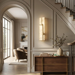 Ariel Modern Alabaster Column Sconce - French Provincial Hallway Architectural Detail | HoaiLamp