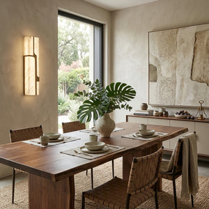 Ariel Modern Alabaster Column Sconce - Organic Modern Dining Room Fine Wood Furniture | HoaiLamp