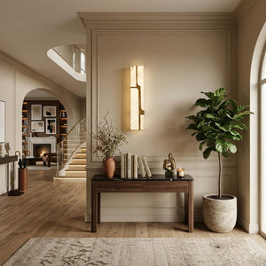 Ariel Modern Alabaster Column Sconce - Vintage Entrance Walkway Welcome Ambient Light | HoaiLamp