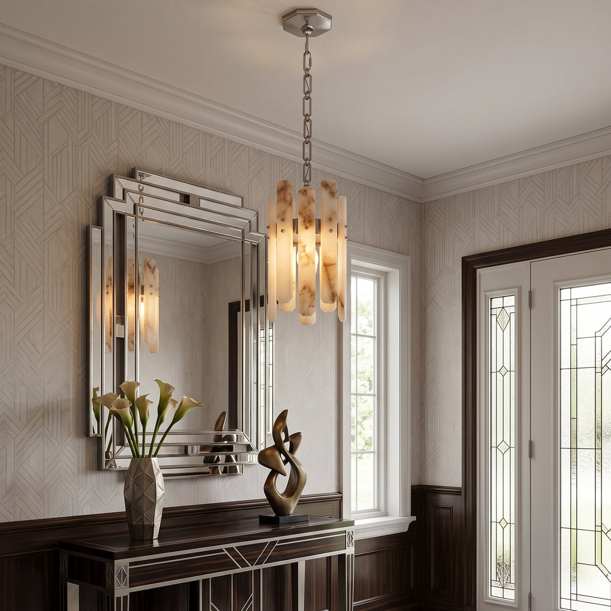 Artisanal Alabaster Large Chandelier