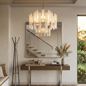 Artisanal Alabaster Large Chandelier - Luxury Entryway Staircase Focal Point | HoaiLamp