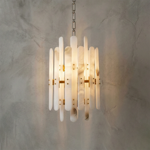Artisanal Alabaster Large Chandelier - Radiant Compact 2-Tier Warm Glow | HoaiLamp