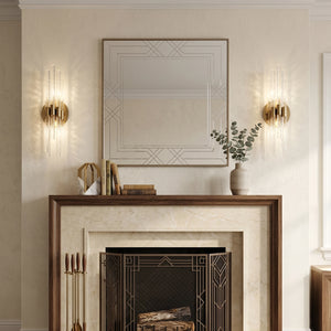 Artisanal Rippled Glass Wall Sconce - Classical Living Room Fireplace Mantel Symmetrical Layout | HoaiLamp