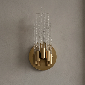 Artisanal Rippled Glass Wall Sconce - Studio Short Single Ended Variant Unlit Profile | HoaiLamp