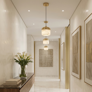 AstaVera Alabaster Pendant Light - Multi Light Staggered Luxury Hallway Gallery Corridor | HoaiLamp