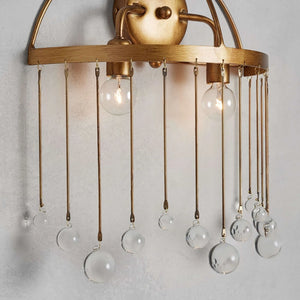 Aubreye 2-Light Sconce - Radiant Brass & Crystal Glow | HoaiLamp