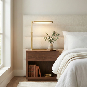 Audobos Glass Task Table Lamp - Cozy Wooden Nightstand Bedroom Bedside | HoaiLamp