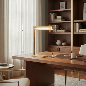 Audobos Glass Task Table Lamp - Executive Home Office Large Wooden Desk | HoaiLamp