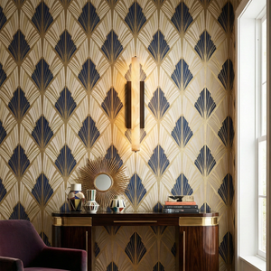 Audon Natural Linear Alabaster Stone Wall Sconce - Art Deco Damask Geometric Wallpaper Luxury Console Table | HoaiLamp