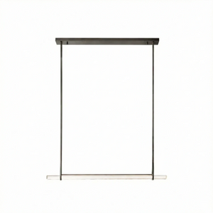 Audubon Crystal-Glow Multi-Bar Linear Chandelier - Studio White Background Matte Black Single Bar Chandelier | HoaiLamp