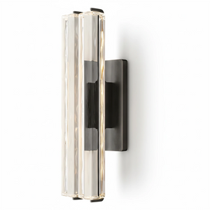 Audubonne Minimalist Crystal Column Sconce - Studio White Background Double Column Unlit Matte Black Angled | HoaiLamp