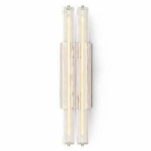 Audubonne Minimalist Crystal Column Sconce - Studio White Background Double Column Unlit Polished Chrome Front View | HoaiLamp