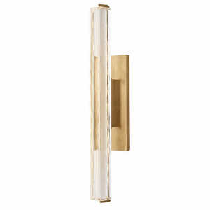 Audubonne Minimalist Crystal Column Sconce - Studio White Background Single Column Unlit Brushed Brass Side Profile | HoaiLamp
