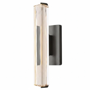 Audubonne Minimalist Crystal Column Sconce - Studio White Background Single Column Unlit Matte Black Angled | HoaiLamp