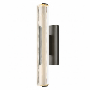 Audubonne Minimalist Crystal Column Sconce - Studio White Background Single Column Unlit Matte Black Three Quarters | HoaiLamp