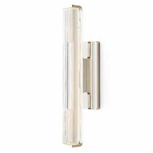 Audubonne Minimalist Crystal Column Sconce - Studio White Background Single Column Unlit Polished Chrome Three Quarters | HoaiLamp