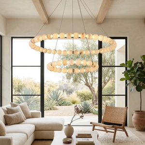Aura Alabaster Orb Chandelier - Rustic High Ceiling Great Room Grand Chandelier | HoaiLamp
