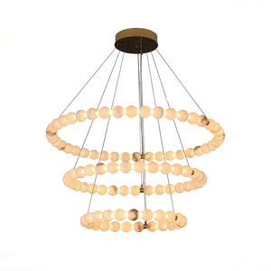 Aura Alabaster Orb Chandelier - White Background 3 Tier Tiered Cascade Structure | HoaiLamp