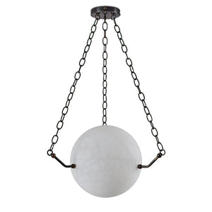 Aurelia Alabaster Sphere Suspension Pendant - White Background Industrial Black Chain Light Off | HoaiLamp