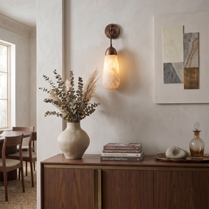 Aurelia Natural Alabaster Teardrop Wall Sconce - view 2 | Hoailamp