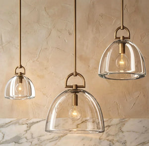 Auric Round Pendant Light by Hoailamp - Three-light multi-size staggered cluster view