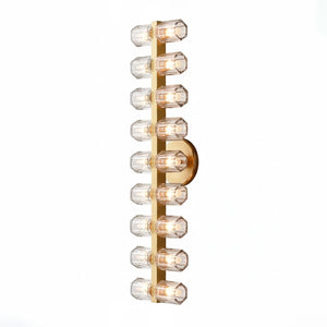 Aurora Glass Cup Sconce - Studio White Background Vertical Matrix Brushed Gold | HoaiLamp