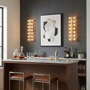 aurora-glass-cup-sconce-hoailamp-symmetrical-kitchen-island-bar-dark-accent-wall