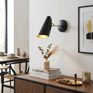 Birdy Adjustable Wall Lamp - Classic Matte Black Brass Stem Dining Room Sideboard | HoaiLamp