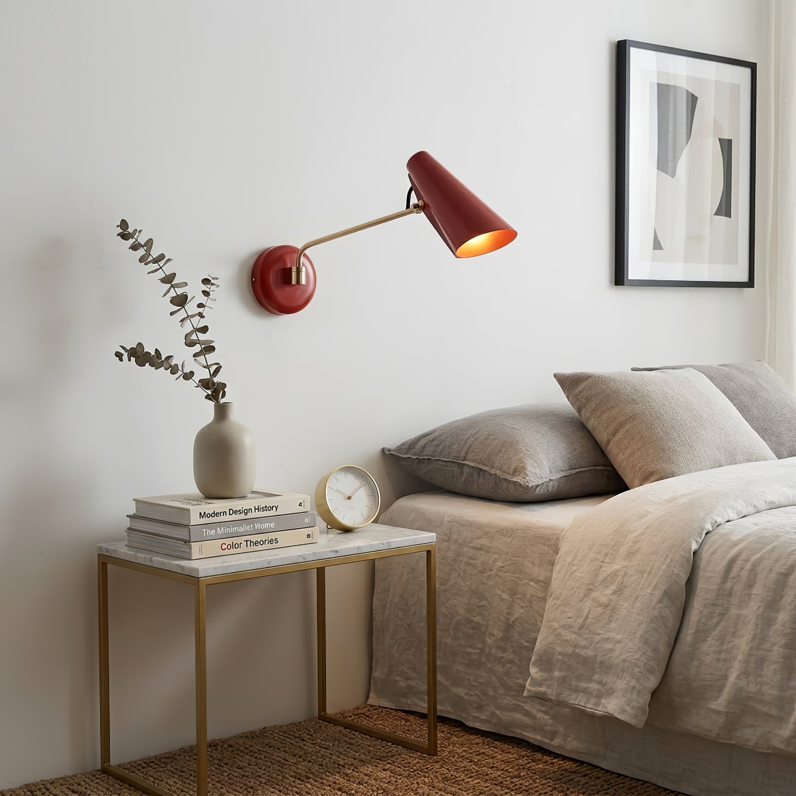Birdy Adjustable Wall Lamp - Mid-Century Retro Red Sconce Cozy Bedroom Bedside | HoaiLamp