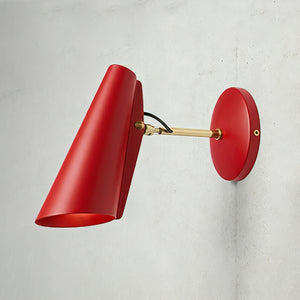 Birdy Adjustable Wall Lamp - Vibrant Red Nordic Style Geometric Conical Shade | HoaiLamp