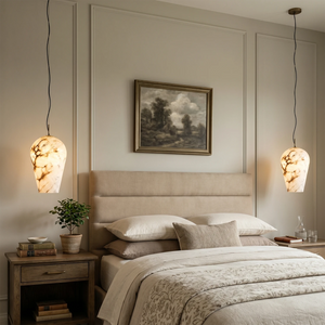 Blimp Alabaster Pendant - Luxury Bedroom Bedside Lighting | HoaiLamp