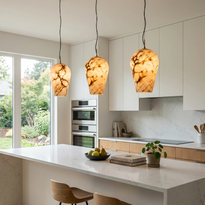 Blimp Alabaster Pendant - Contemporary Kitchen Island Trio | HoaiLamp