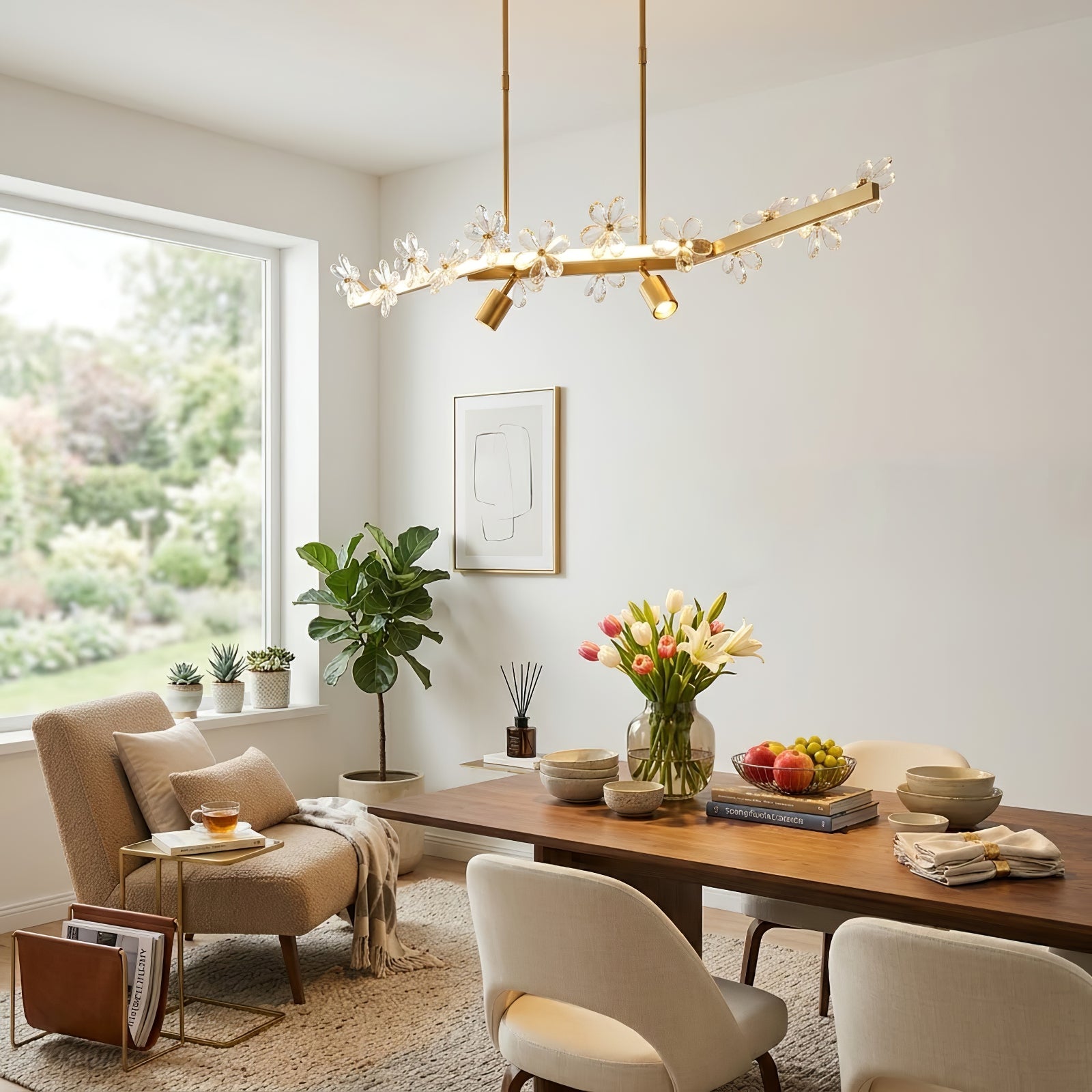 Blooming Crystal Flower Modern Pendant Light - Cozy Cottage Dining Room Homestyle Decor | HoaiLamp