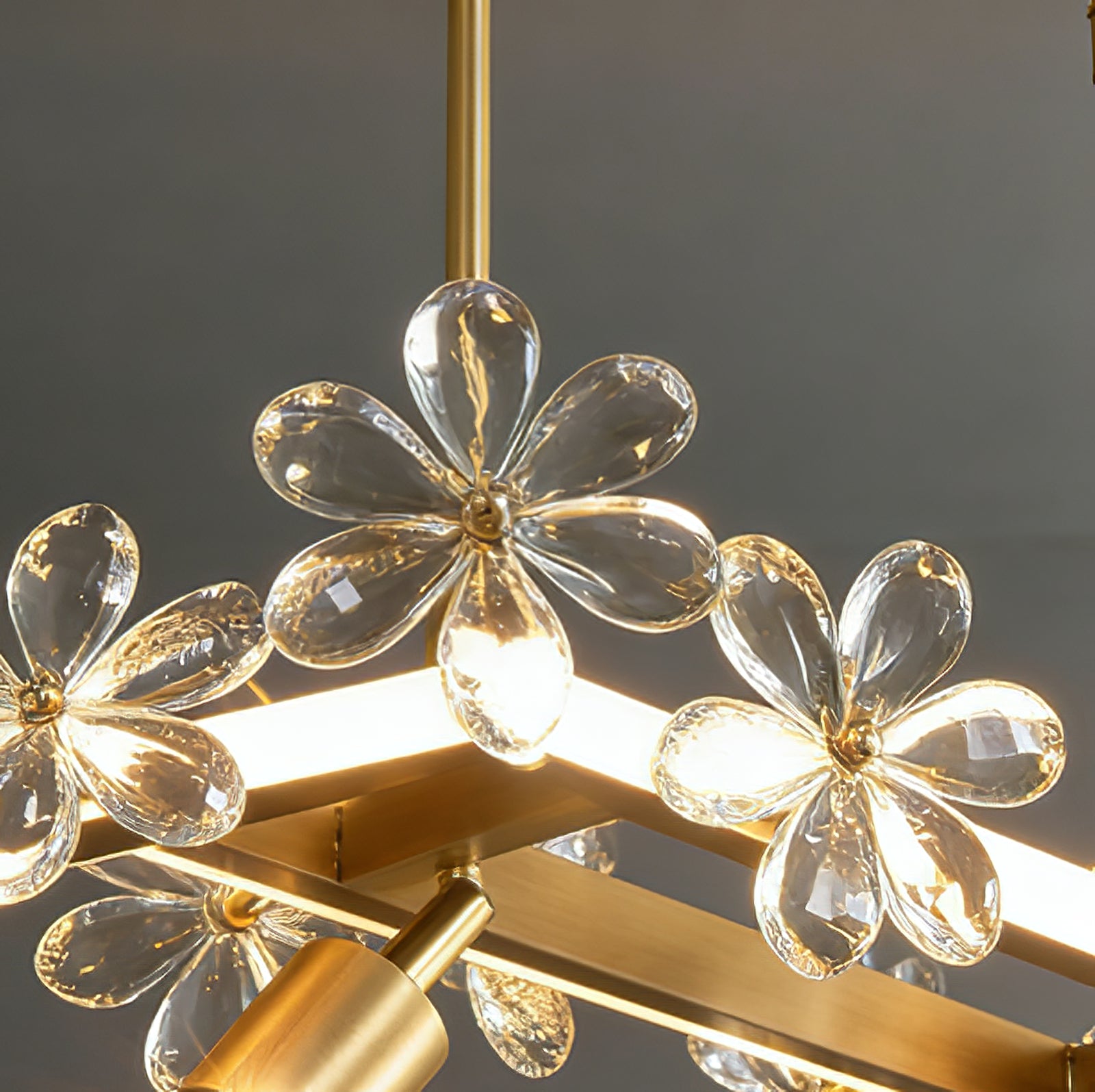 Blooming Crystal Flower Modern Pendant Light - Side Profile Glass Blossom Organic Cluster Macro | HoaiLamp