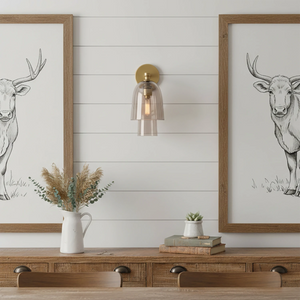 Bloomz Glass Flute Sconce - Rustic Farmhouse Shiplap Wall Sideboard Display | HoaiLamp