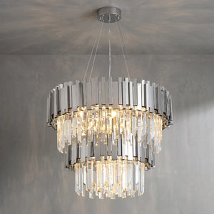 Bourbons Alphonsus Crystal Chandelier - Chrome Tiered Illuminated Glow | HoaiLamp