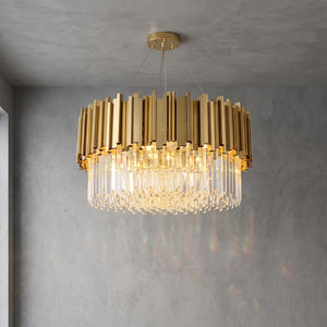 Bourbons Alphonsus Crystal Chandelier - Gold Round Illuminated Glow | HoaiLamp