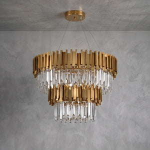Bourbons Alphonsus Crystal Chandelier - Gold Tiered Unlit | HoaiLamp
