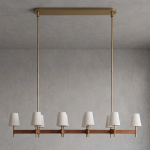 Bramley Leather & Copper Chandelier - Linear 10 Light Illuminated Glow | HoaiLamp