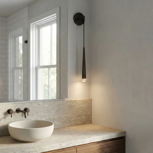 Brass Spinal Tube Crystal Wall Lamp - Bright Nordic Bathroom Vanity Sink Matte Black Hardware | HoaiLamp