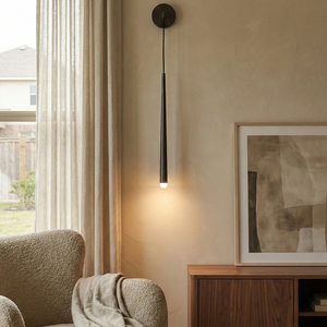 Brass Spinal Tube Crystal Wall Lamp - Cozy Living Room Reading Corner Matte Black Profile | HoaiLamp
