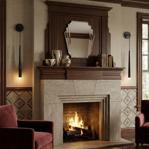 Brass Spinal Tube Crystal Wall Lamp - Cozy Living Room Stone Fireplace Mantelpiece Decor | HoaiLamp