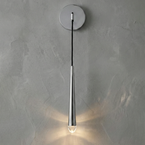 Brass Spinal Tube Crystal Wall Lamp - Studio Concrete Background Polished Chrome Lit | HoaiLamp