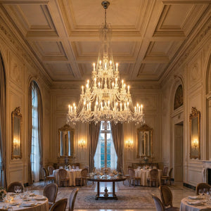 Brilliant Starry Crystal Chandelier - Intricate Coffered Ceiling Decor | HoaiLamp